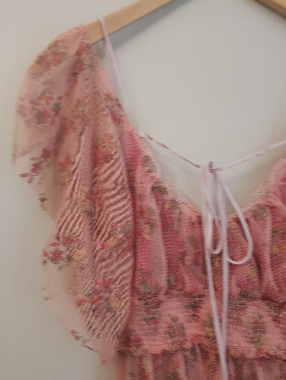 Free People Rose Floral Mesh Top Size XS NEW NWT Boho Cottagecore Flutter - Picture 3 of 12